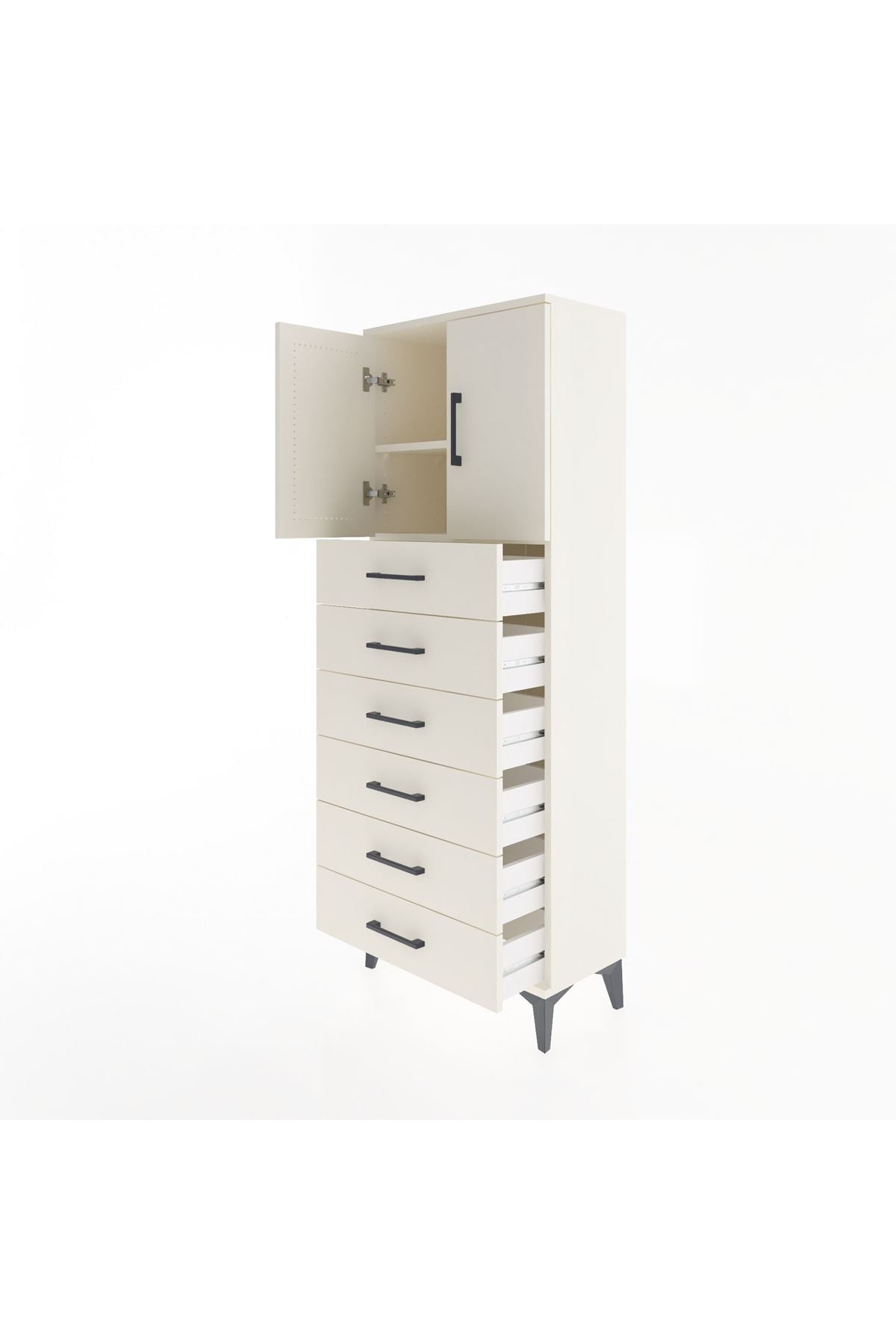 Arges Dolap 2 Raflı 6 Çekmeceli 2 Kapaklı 60x30x163 Aytaşı-Aytaşı