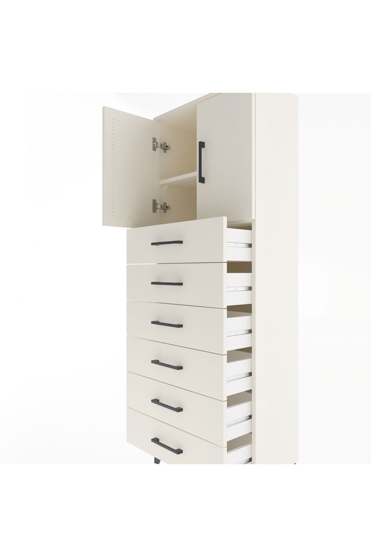 Arges Dolap 2 Raflı 6 Çekmeceli 2 Kapaklı 60x30x163 Aytaşı-Aytaşı