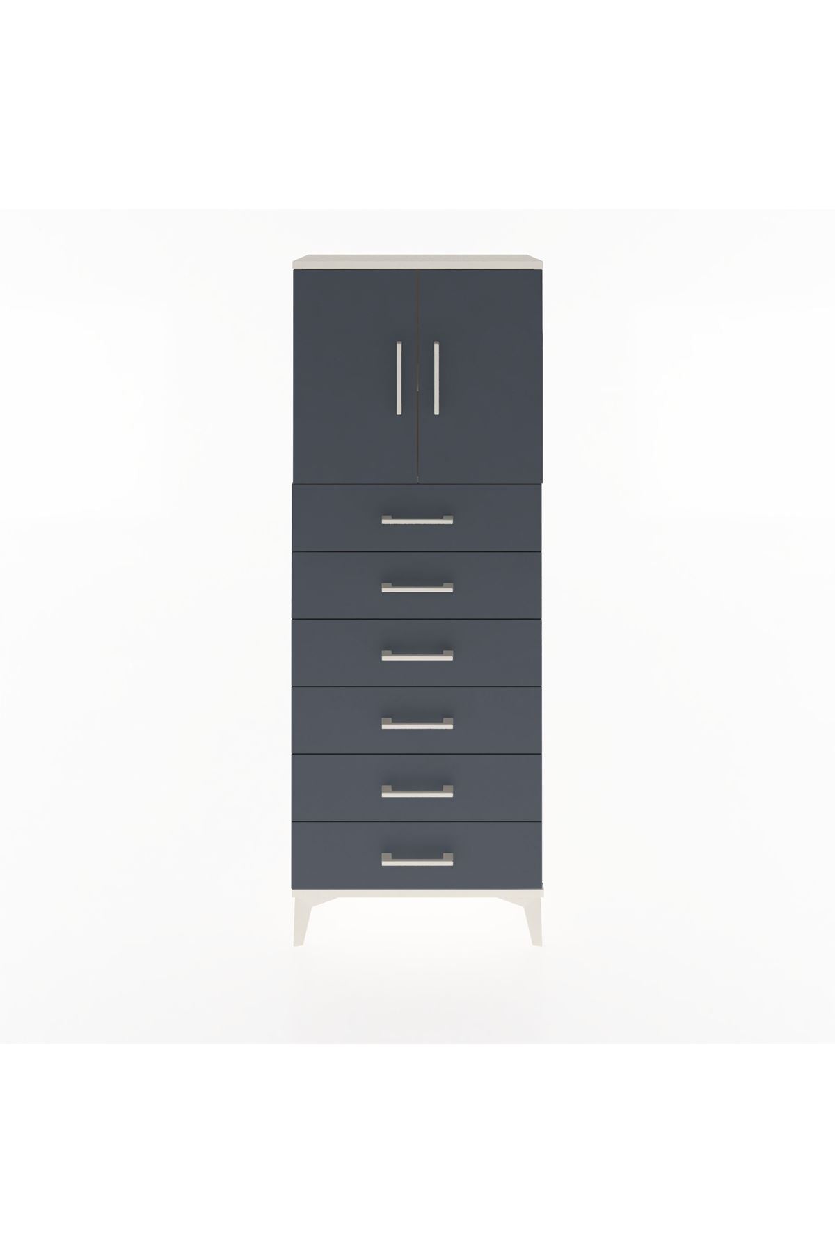 Arges Dolap 2 Raflı 6 Çekmeceli 2 Kapaklı 60x30x163 Aytaşı-Antrasit