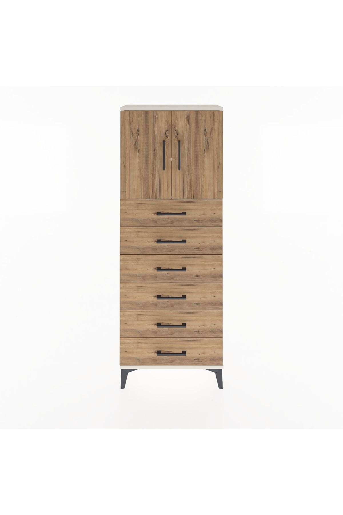 Arges Dolap 2 Raflı 6 Çekmeceli 2 Kapaklı 60x30x163 Aytaşı-Çam