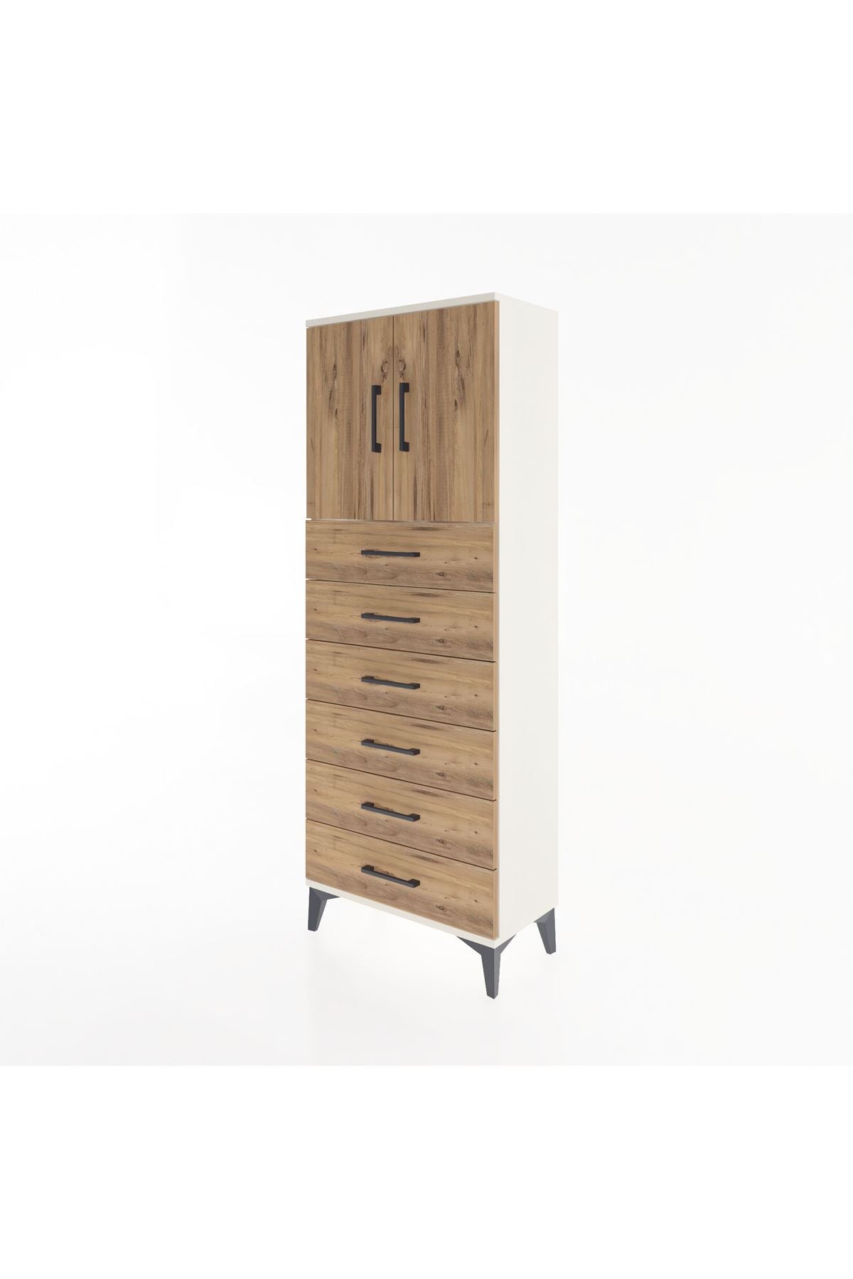 Arges Dolap 2 Raflı 6 Çekmeceli 2 Kapaklı 60x30x163 Aytaşı-Çam