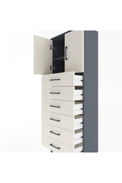 Arges Dolap 2 Raflı 6 Çekmeceli 2 Kapaklı 60x30x163 Antrasit-Aytaşı