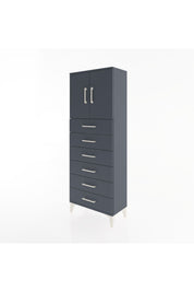 Arges Dolap 2 Raflı 6 Çekmeceli 2 Kapaklı 60x30x163 Antrasit-Antrasit