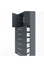 Arges Dolap 2 Raflı 6 Çekmeceli 2 Kapaklı 60x30x163 Antrasit-Antrasit