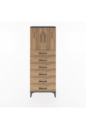 Arges Dolap 2 Raflı 6 Çekmeceli 2 Kapaklı 60x30x163 Antrasit-Çam