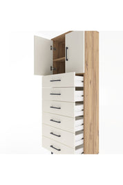 Arges Dolap 2 Raflı 6 Çekmeceli 2 Kapaklı 60x30x163 Çam-Aytaşı