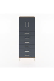 Arges Dolap 2 Raflı 6 Çekmeceli 2 Kapaklı 60x30x163 Çam-Antrasit