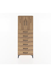 Arges Dolap 2 Raflı 6 Çekmeceli 2 Kapaklı 60x30x163 Çam-Çam