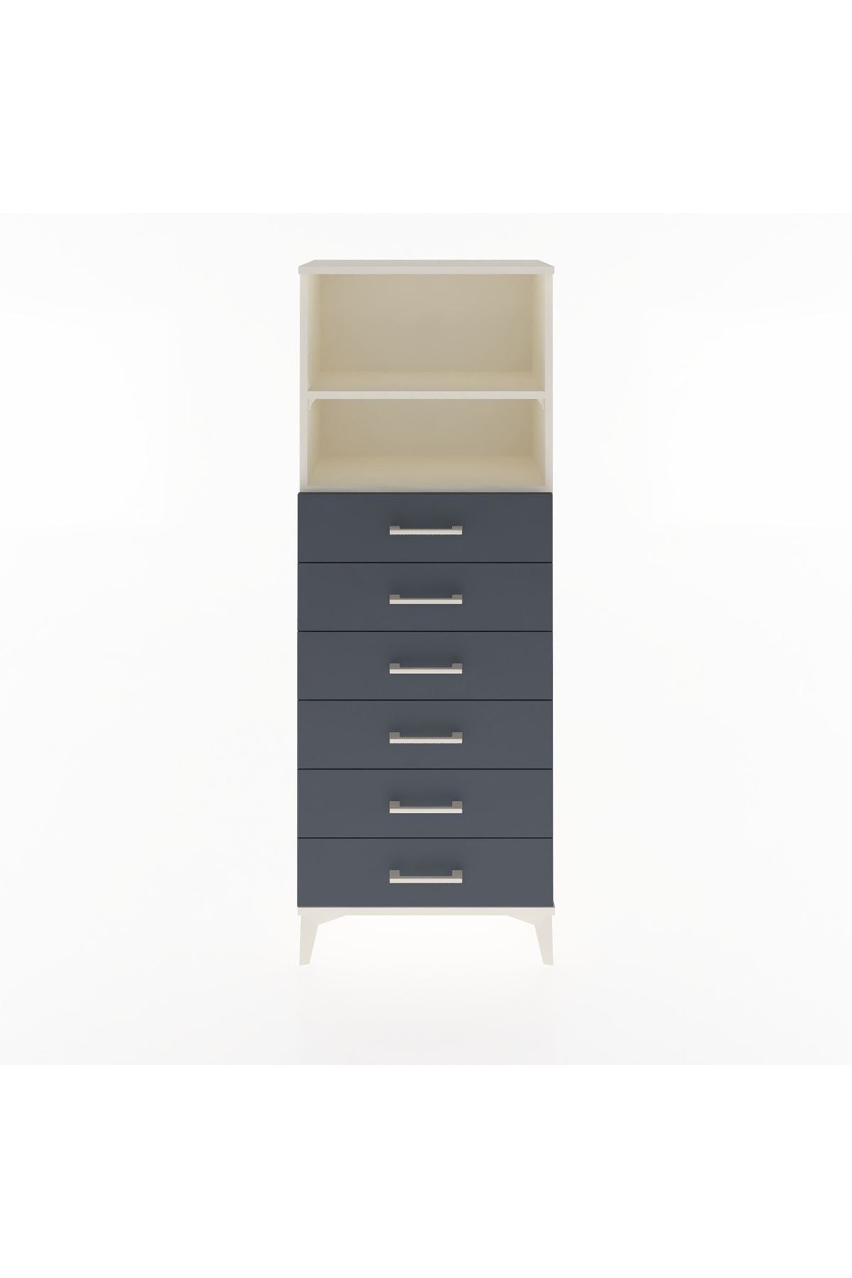 Arges Dolap 2 Raflı 6 Çekmeceli 60x30x163 Aytaşı-Antrasit