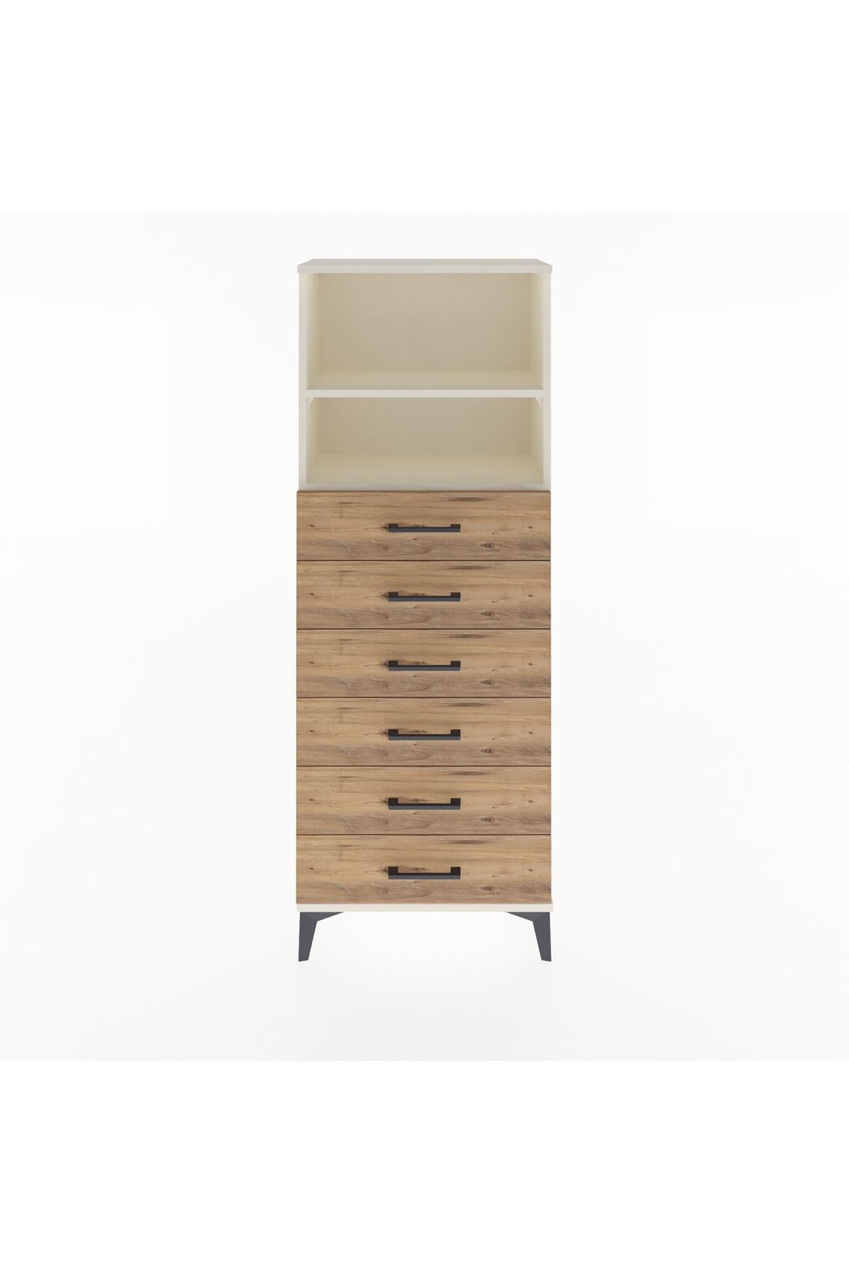 Arges Dolap 2 Raflı 6 Çekmeceli 60x30x163 Aytaşı-Çam