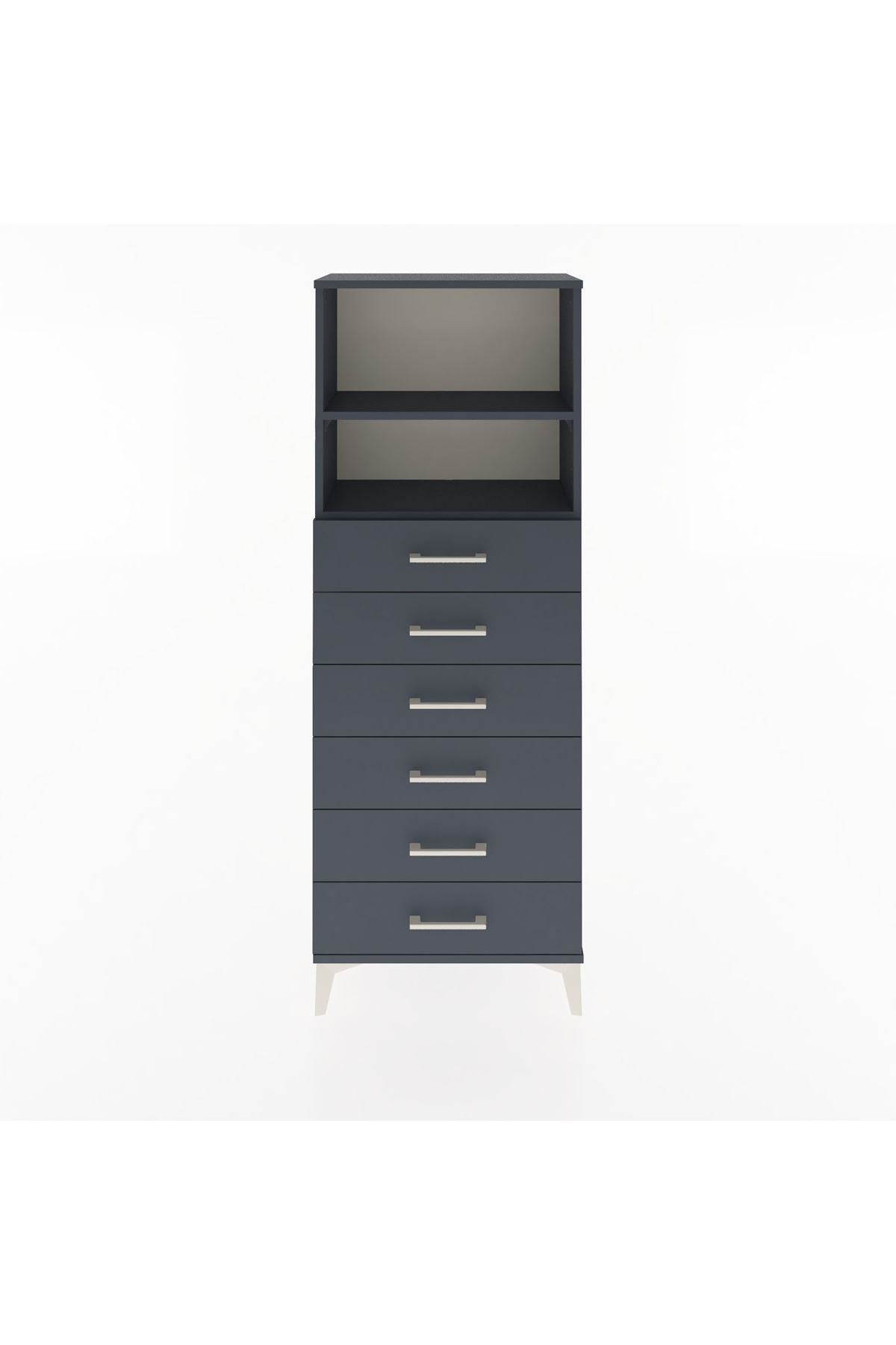 Arges Dolap 2 Raflı 6 Çekmeceli 60x30x163 Antrasit-Antrasit