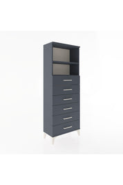 Arges Dolap 2 Raflı 6 Çekmeceli 60x30x163 Antrasit-Antrasit