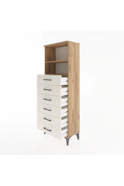 Arges Dolap 2 Raflı 6 Çekmeceli 60x30x163 Çam-Aytaşı