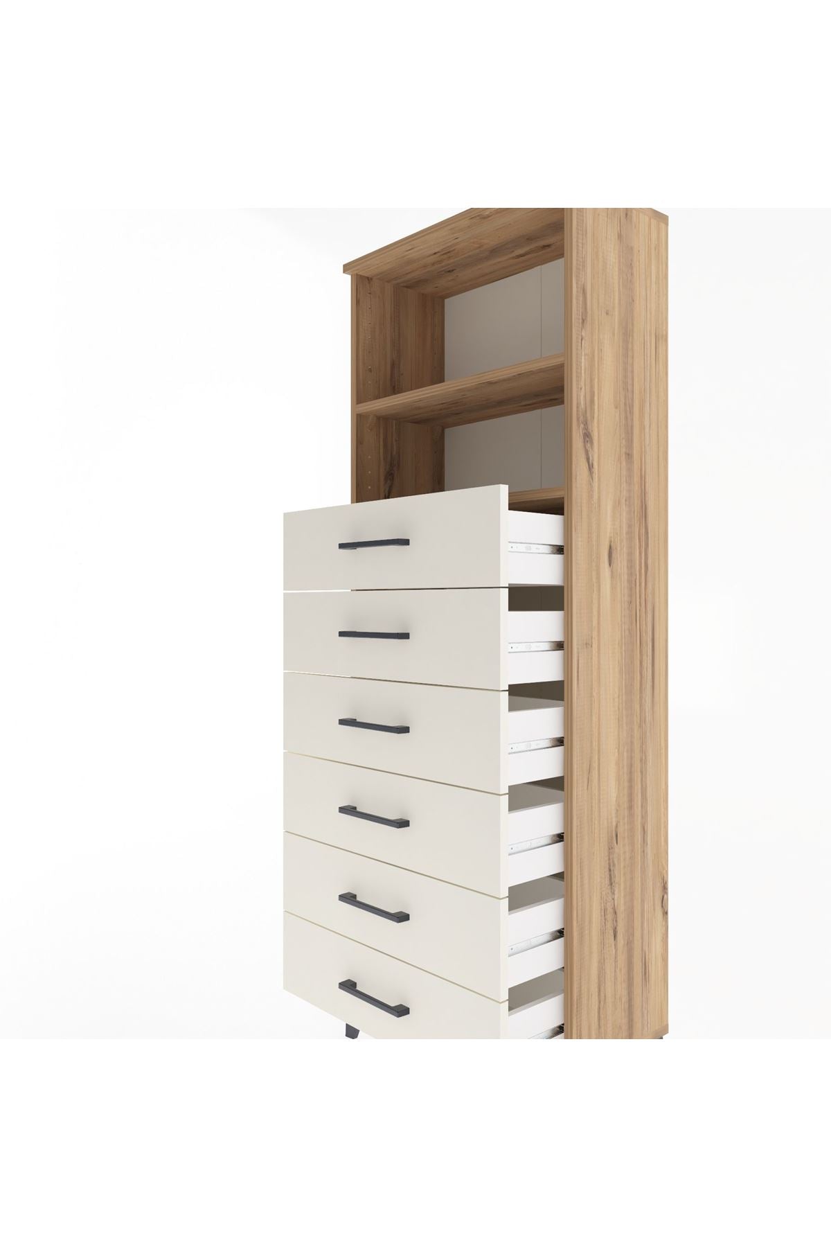 Arges Dolap 2 Raflı 6 Çekmeceli 60x30x163 Çam-Aytaşı