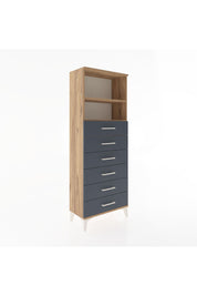 Arges Dolap 2 Raflı 6 Çekmeceli 60x30x163 Çam-Antrasit