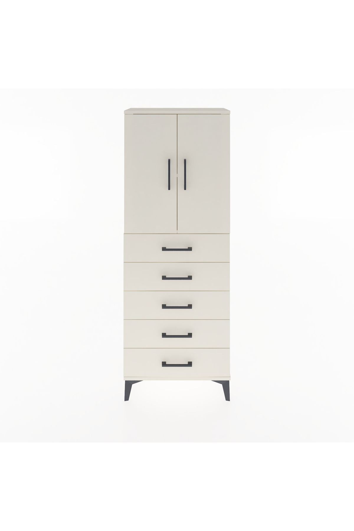 Arges Dolap 2 Raflı 5 Çekmeceli 2 Kapaklı 60x30x163 Aytaşı-Aytaşı
