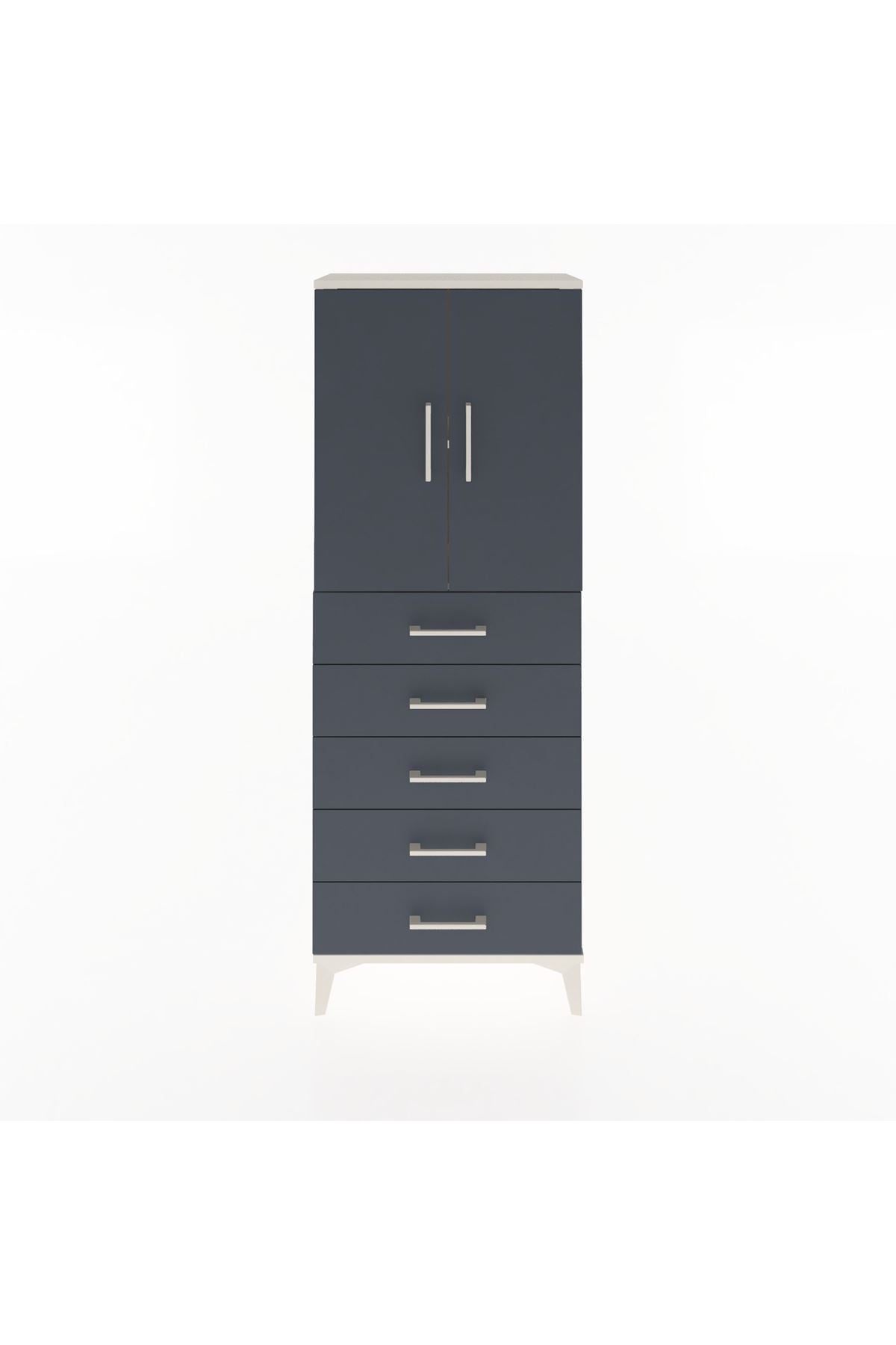 Arges Dolap 2 Raflı 5 Çekmeceli 2 Kapaklı 60x30x163 Aytaşı-Antrasit