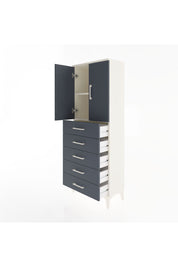 Arges Dolap 2 Raflı 5 Çekmeceli 2 Kapaklı 60x30x163 Aytaşı-Antrasit