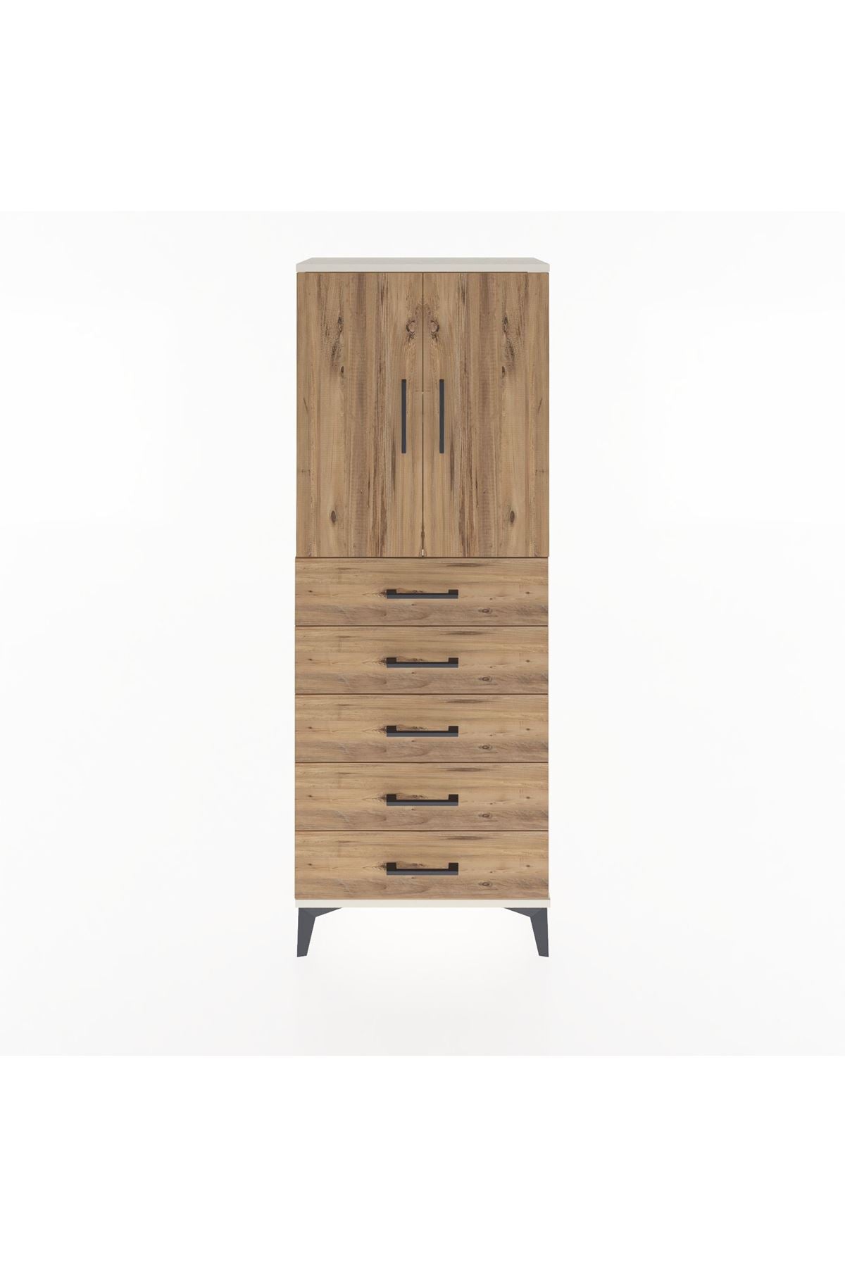 Arges Dolap 2 Raflı 5 Çekmeceli 2 Kapaklı 60x30x163 Aytaşı-Çam