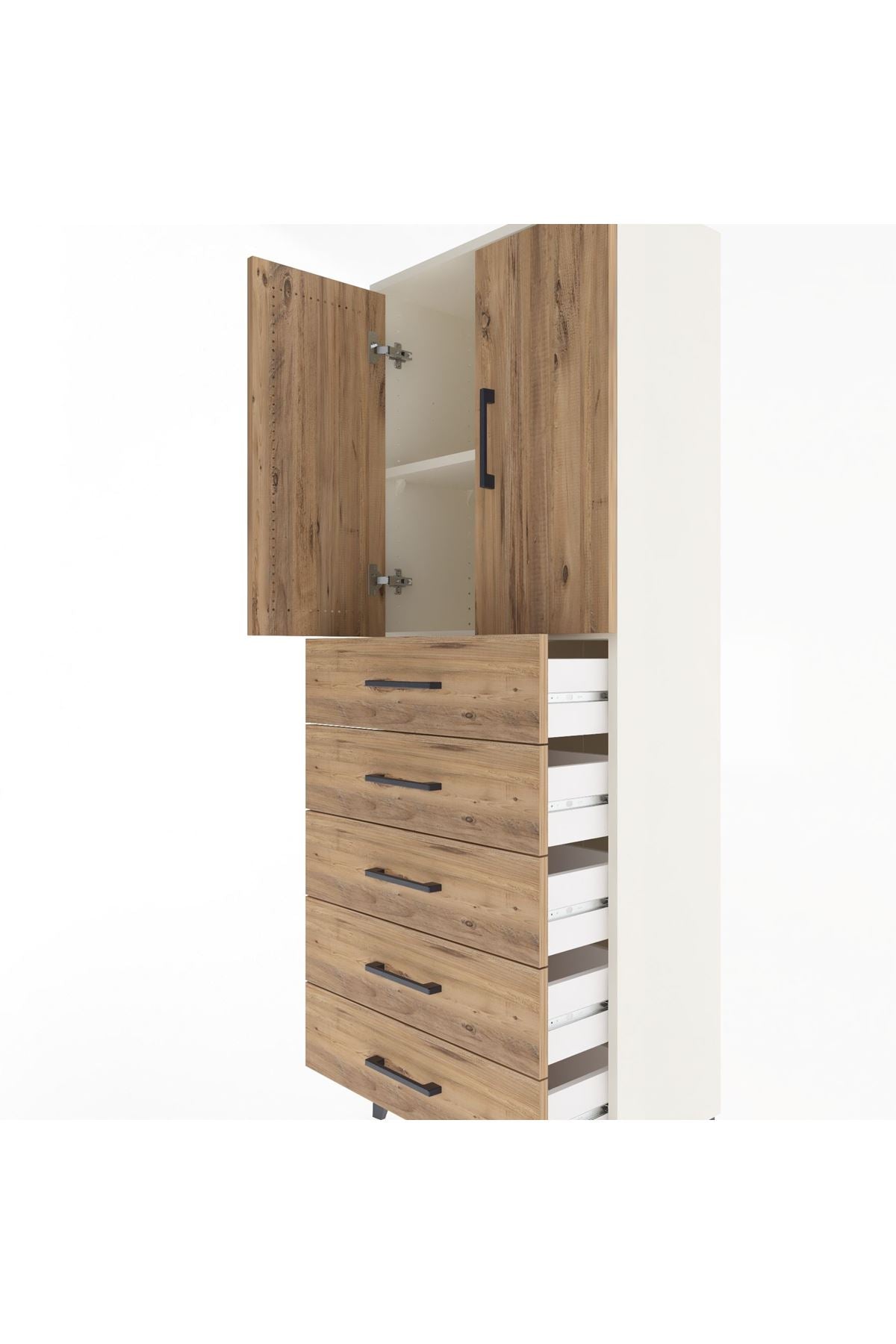Arges Dolap 2 Raflı 5 Çekmeceli 2 Kapaklı 60x30x163 Aytaşı-Çam