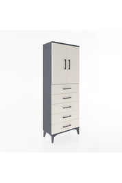 Arges Dolap 2 Raflı 5 Çekmeceli 2 Kapaklı 60x30x163 Antrasit-Aytaşı