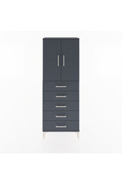 Arges Dolap 2 Raflı 5 Çekmeceli 2 Kapaklı 60x30x163 Antrasit-Antrasit