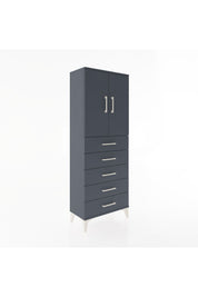 Arges Dolap 2 Raflı 5 Çekmeceli 2 Kapaklı 60x30x163 Antrasit-Antrasit