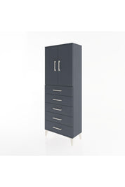 Arges Dolap 2 Raflı 5 Çekmeceli 2 Kapaklı 60x30x163 Antrasit-Antrasit