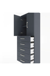 Arges Dolap 2 Raflı 5 Çekmeceli 2 Kapaklı 60x30x163 Antrasit-Antrasit