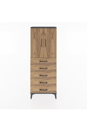 Arges Dolap 2 Raflı 5 Çekmeceli 2 Kapaklı 60x30x163 Antrasit-Çam