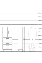 Arges Dolap 2 Raflı 5 Çekmeceli 2 Kapaklı 60x30x163 Antrasit-Çam