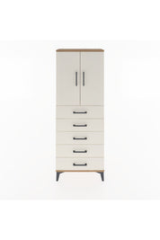 Arges Dolap 2 Raflı 5 Çekmeceli 2 Kapaklı 60x30x163 Çam-Aytaşı