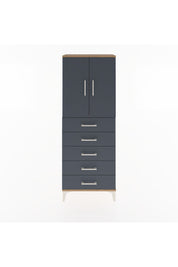 Arges Dolap 2 Raflı 5 Çekmeceli 2 Kapaklı 60x30x163 Çam-Antrasit