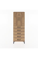 Arges Dolap 2 Raflı 5 Çekmeceli 2 Kapaklı 60x30x163
