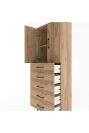 Arges Dolap 2 Raflı 5 Çekmeceli 2 Kapaklı 60x30x163 Çam-Çam