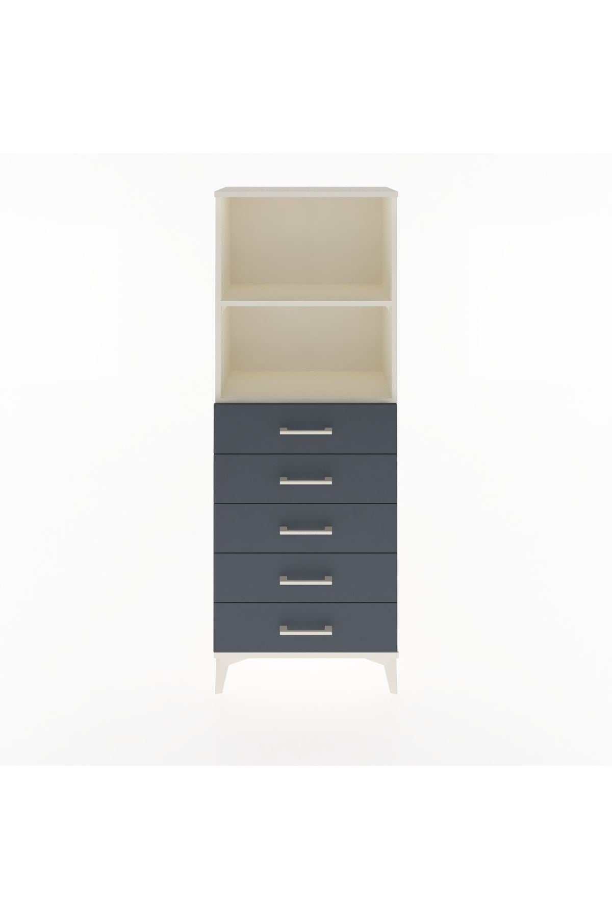 Arges Dolap 2 Raflı 5 Çekmeceli 60x30x163 Aytaşı-Antrasit