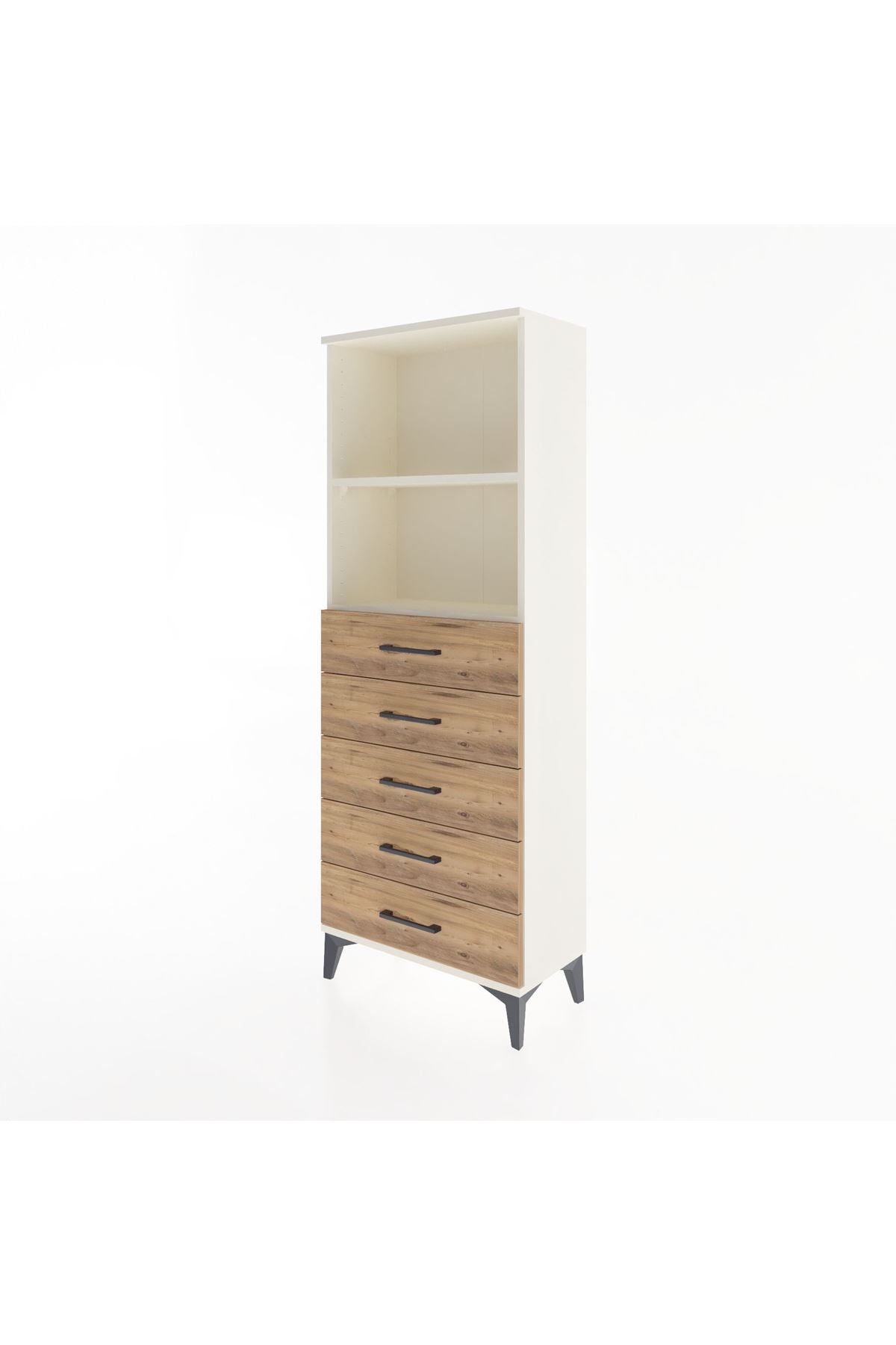 Arges Dolap 2 Raflı 5 Çekmeceli 60x30x163 Aytaşı-Çam