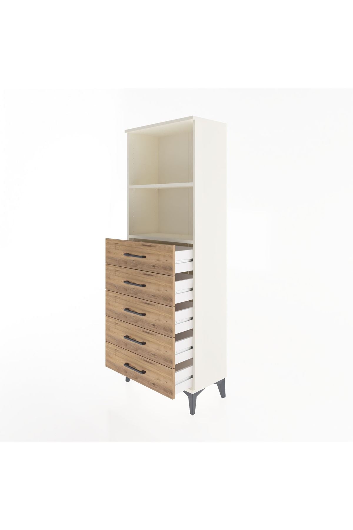 Arges Dolap 2 Raflı 5 Çekmeceli 60x30x163 Aytaşı-Çam