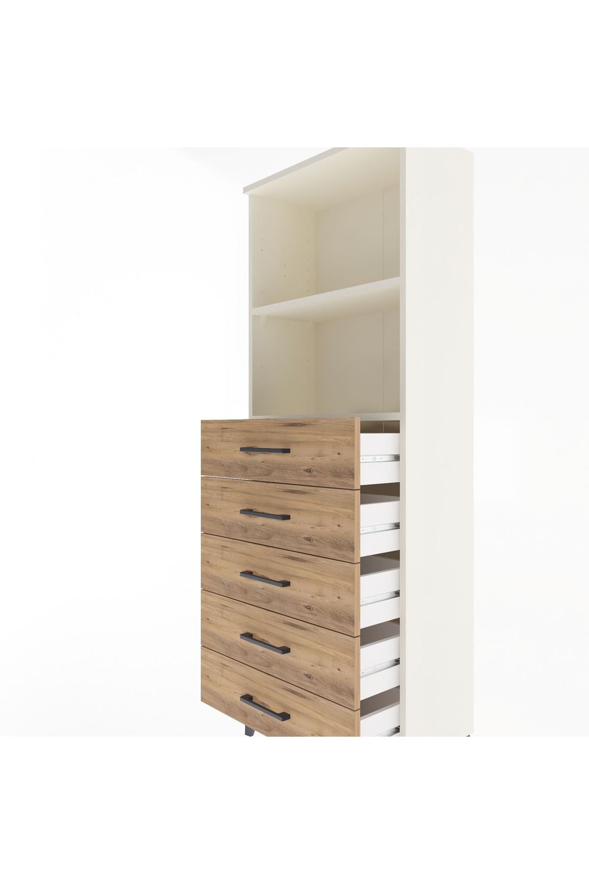 Arges Dolap 2 Raflı 5 Çekmeceli 60x30x163 Aytaşı-Çam