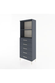 Arges Dolap 2 Raflı 5 Çekmeceli 60x30x163 Antrasit-Antrasit