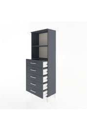 Arges Dolap 2 Raflı 5 Çekmeceli 60x30x163 Antrasit-Antrasit