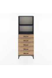 Arges Dolap 2 Raflı 5 Çekmeceli 60x30x163 Antrasit-Çam