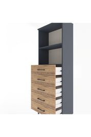 Arges Dolap 2 Raflı 5 Çekmeceli 60x30x163 Antrasit-Çam