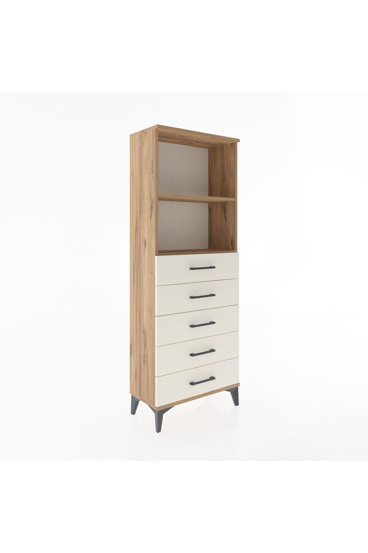 Arges Dolap 2 Raflı 5 Çekmeceli 60x30x163 Çam-Aytaşı