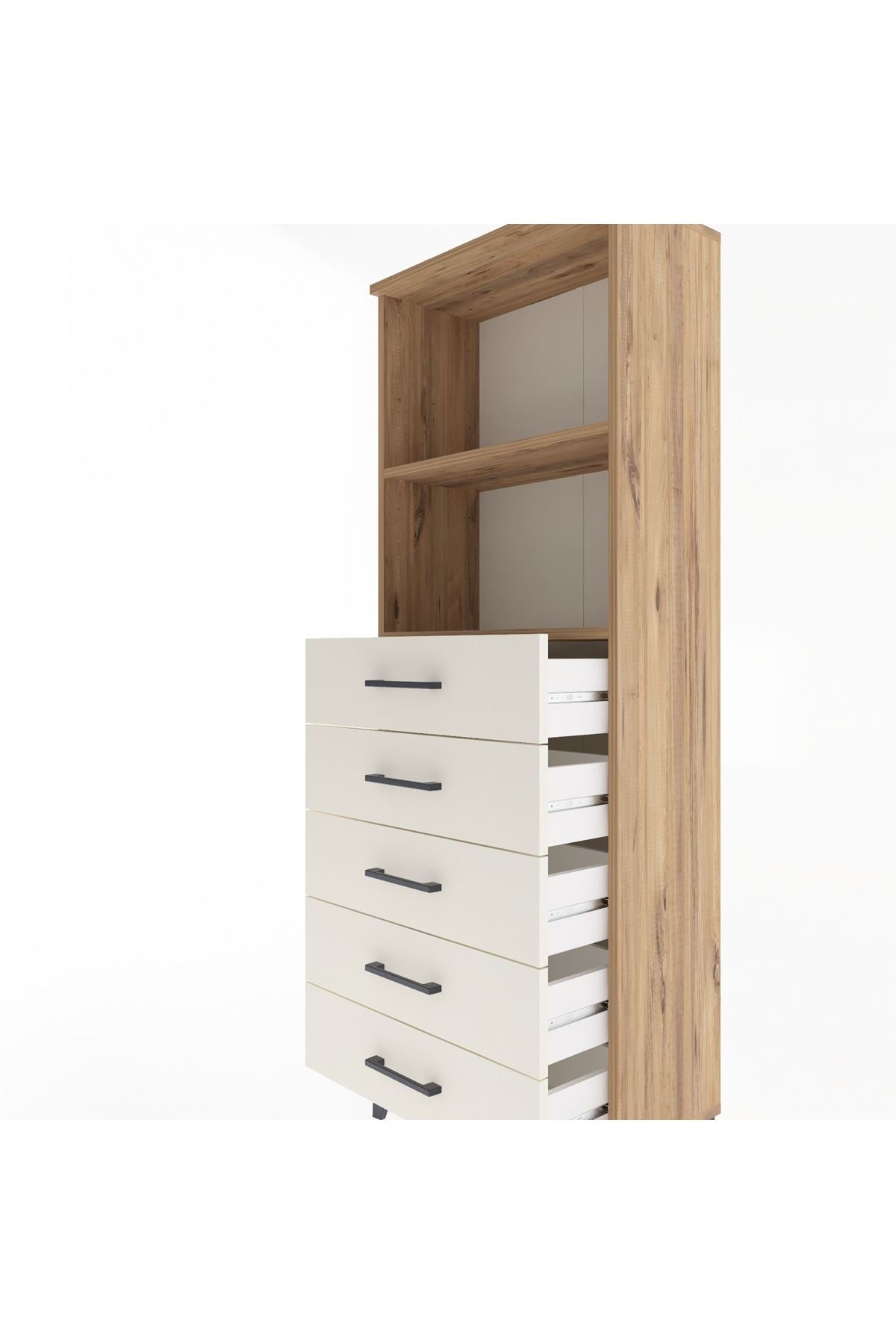 Arges Dolap 2 Raflı 5 Çekmeceli 60x30x163 Çam-Aytaşı