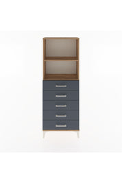 Arges Dolap 2 Raflı 5 Çekmeceli 60x30x163 Çam-Antrasit