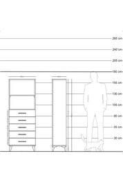 Arges Dolap 2 Raflı 5 Çekmeceli 60x30x163 Çam-Antrasit