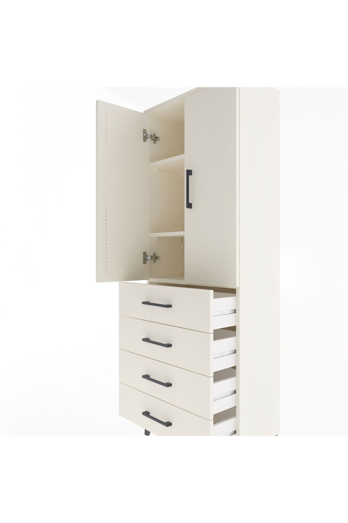 Arges Dolap 3 Raflı 4 Çekmeceli 2 Kapaklı 60x30x163 Aytaşı-Aytaşı