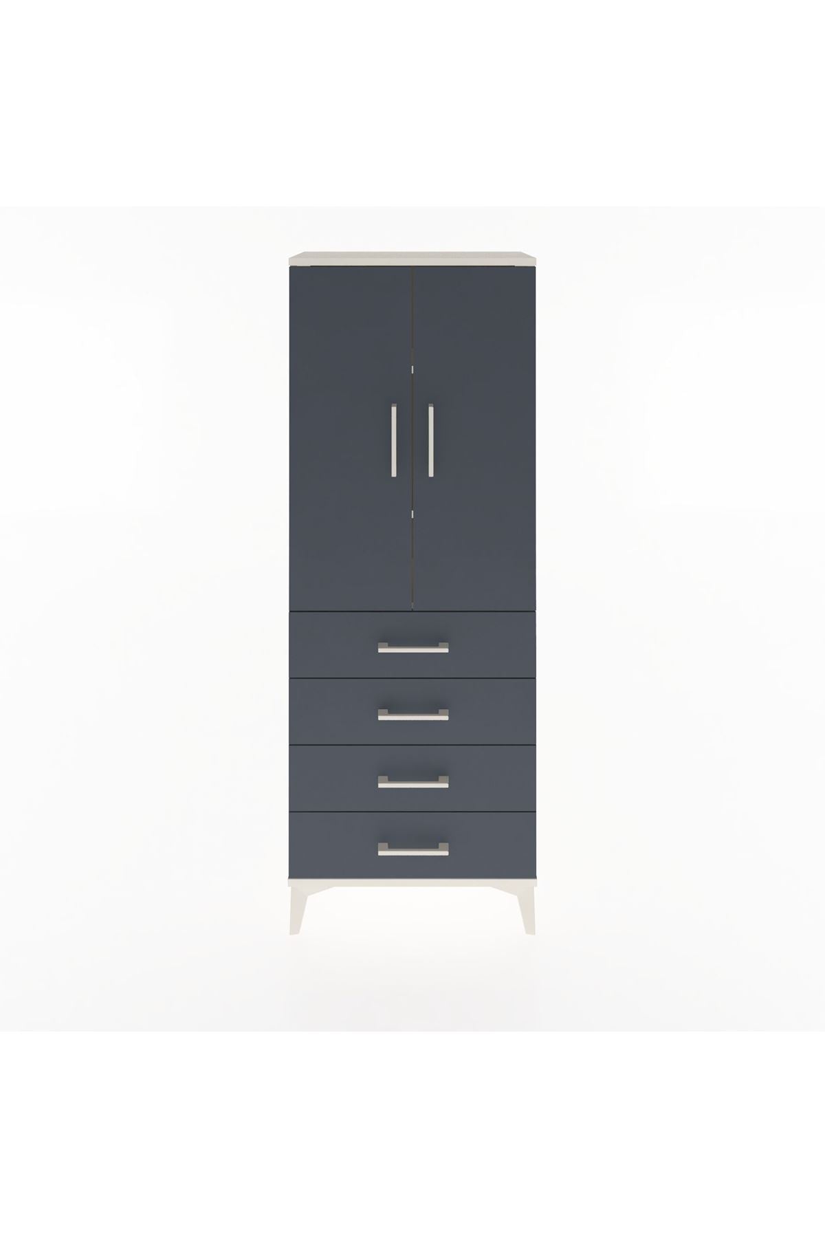 Arges Dolap 3 Raflı 4 Çekmeceli 2 Kapaklı 60x30x163 Aytaşı-Antrasit