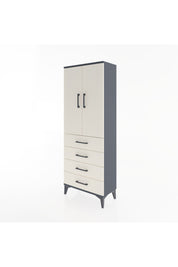 Arges Dolap 3 Raflı 4 Çekmeceli 2 Kapaklı 60x30x163 Antrasit-Aytaşı
